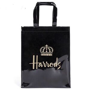 Harrods tote bag, black & gold, faux leather, one size, NWOT!
